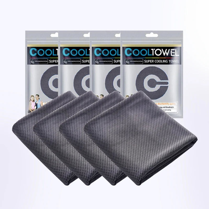 Cooling Sports Towel 4 Pack - Quick-Dry Fabric - 90×30cm - Blue & Grey | meowbutter