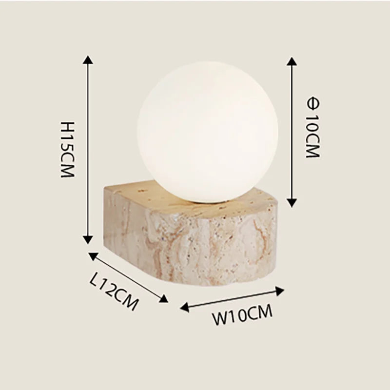 Travertine Stone Wall Lamp | Modern Japanese-Style LED Sconce | Meowbutter