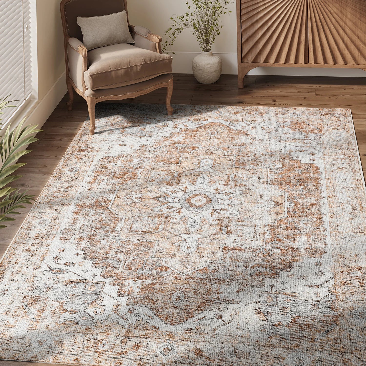 Heritage Medaillon Teppich | Faltbarer, rutschfester Teppich im orientalischen Stil | Meowbutter