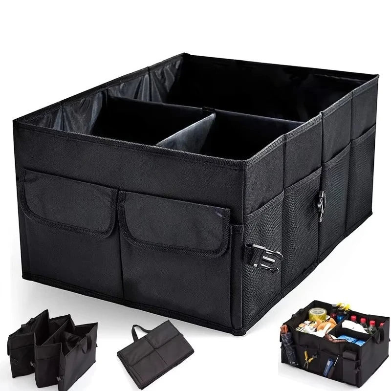 56L Collapsible Car Boot Organiser - 600D Oxford - 3 Compartments - Foldable & Waterproof | meowbutter