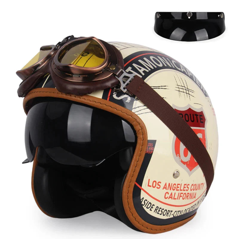 Casco de motocicleta vintage abierto - Meowbutter