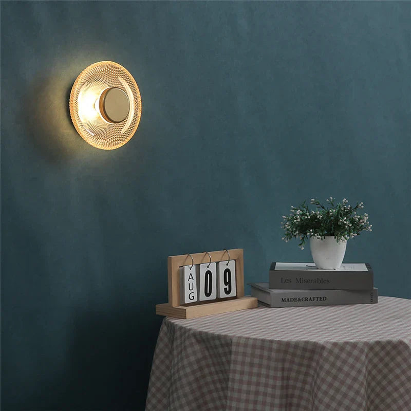 Moderne farvet glas væglampe | Tekstureret LED-skive lys | Meowbutter