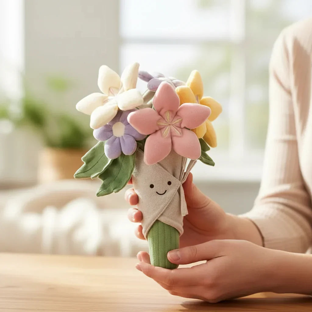 Miękka pluszowa maskotka króliczki Bunnycat 25 cm — kompaktowa konstrukcja z futerkiem