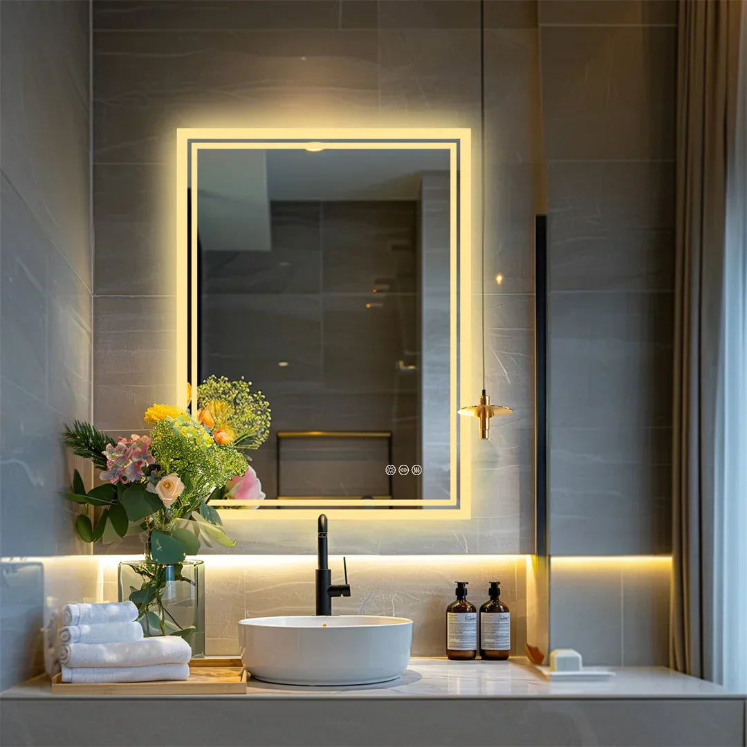 LuvoGlow | LED Bathroom Mirror | Frameless Dimmable with Anti-Fog | Meowbutter