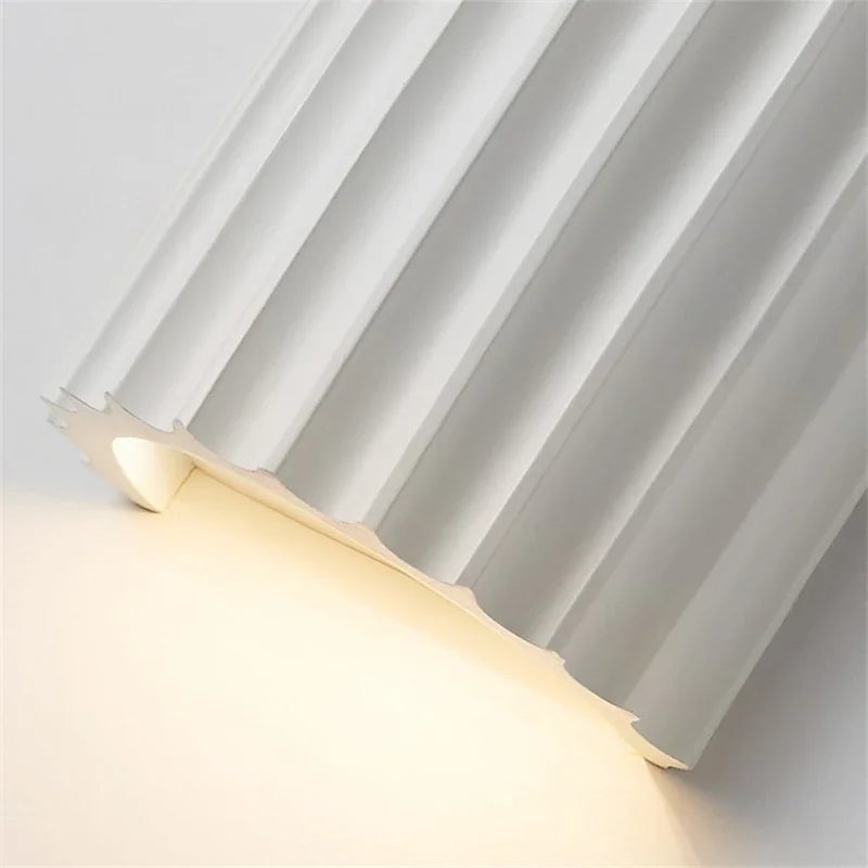 Nordic Resin Wall Lamp — Grooved Shell, Two-Way Ambient Glow
