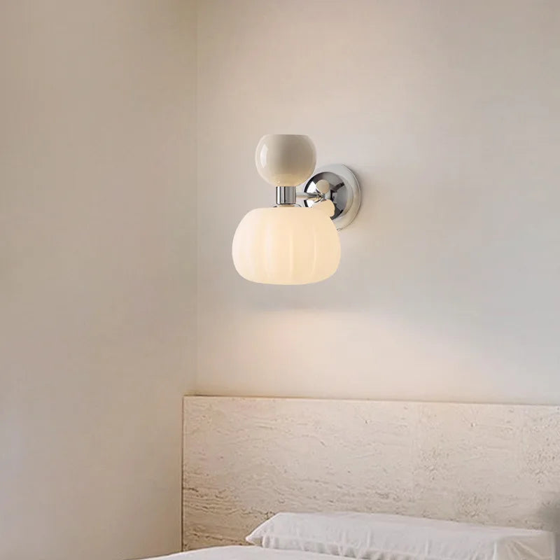 Nordisk græskar væglampe | Moderne glas- og metalsconce | Meowbutter