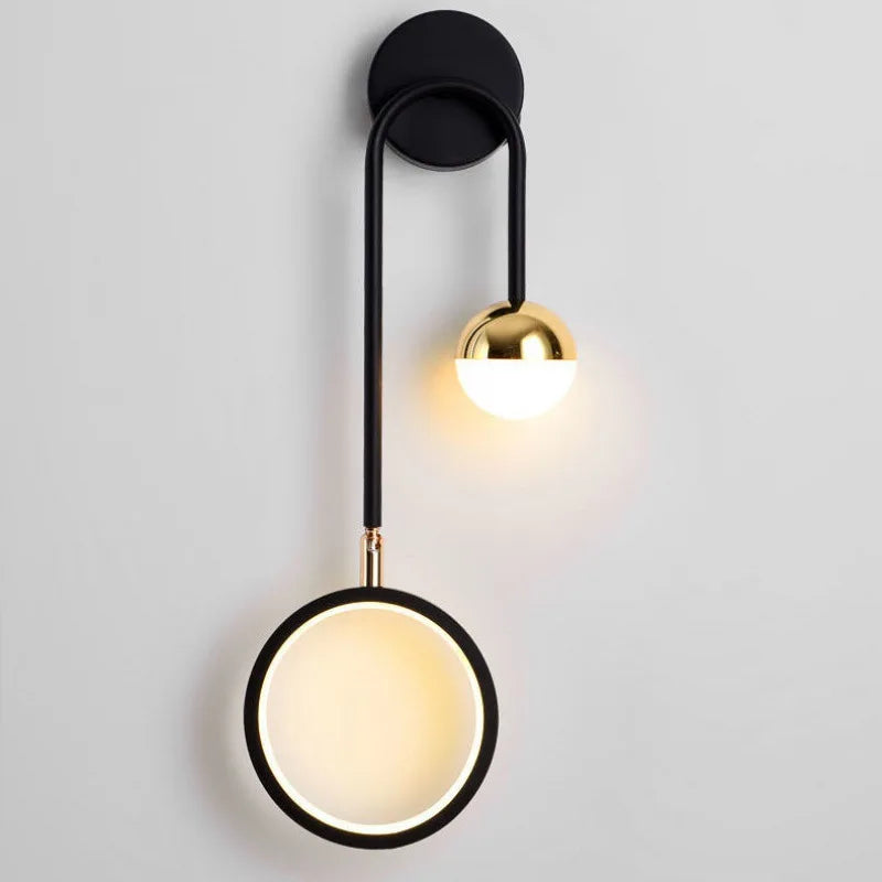 Orbis Wall Light — Nordic LED Design, Circular Acrylic Diffuser, Polished Gold Sphere