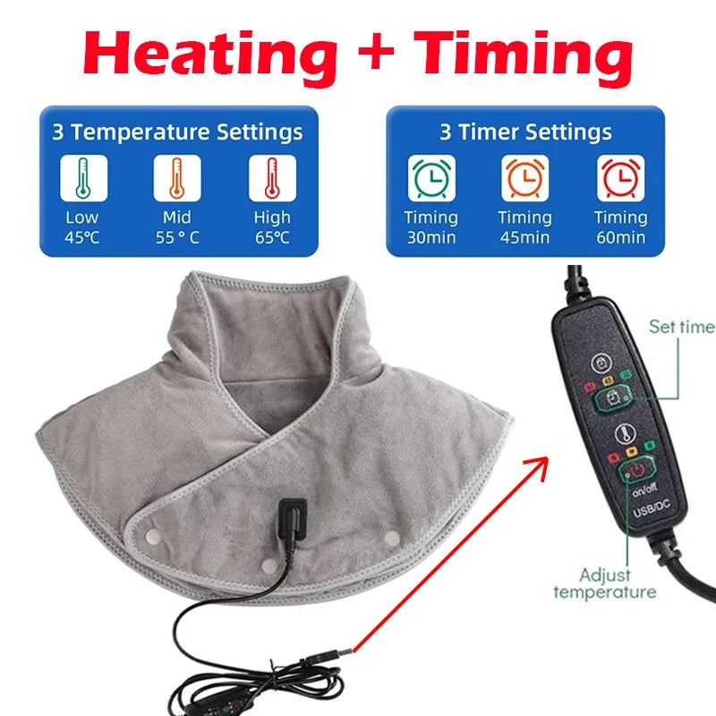 Vyhřívaný masážní přístroj na krk a ramena - USB 5V - 3 nastavení teploty 45-55°C - automatické vypnutí po 30-60 minutách | meowbutter
