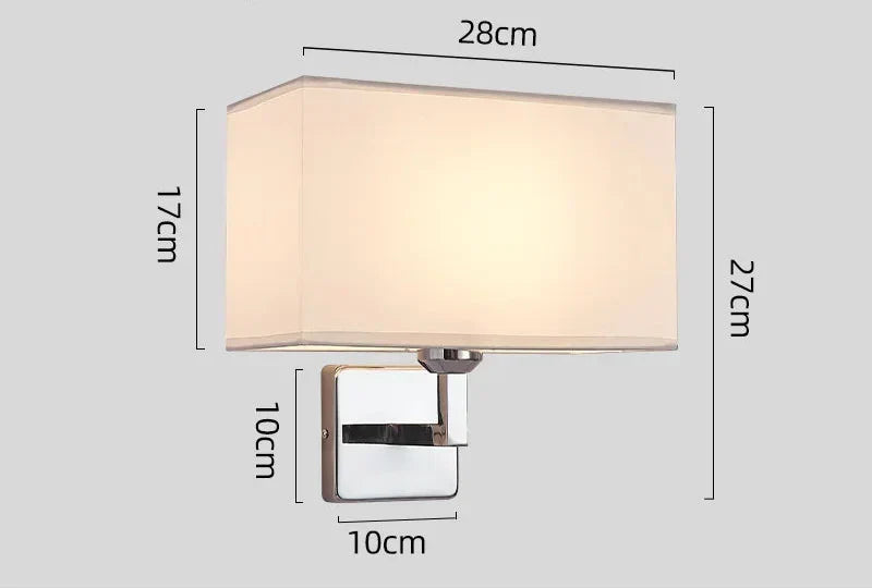 Verstellbare LED-Leselampe – E27-Fassung, Stoffschirm, Chromrahmen