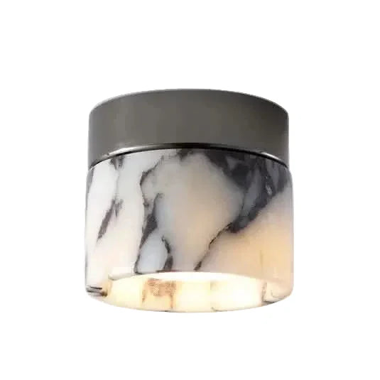 Nordische zylindrische LED-Deckenleuchte aus Marmor | meowbutter