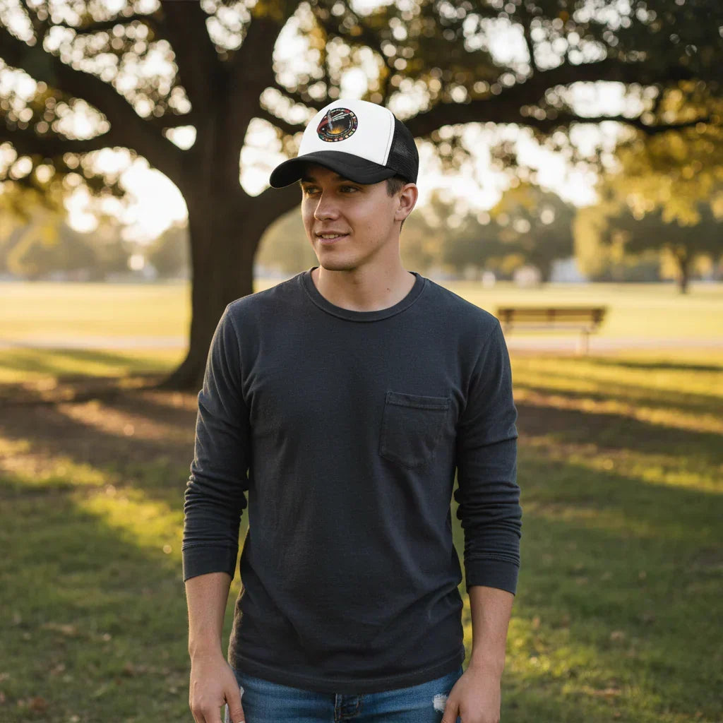 Project Rocky Structured Trucker Cap — Breathable Mesh Back, Adjustable Snapback Closure