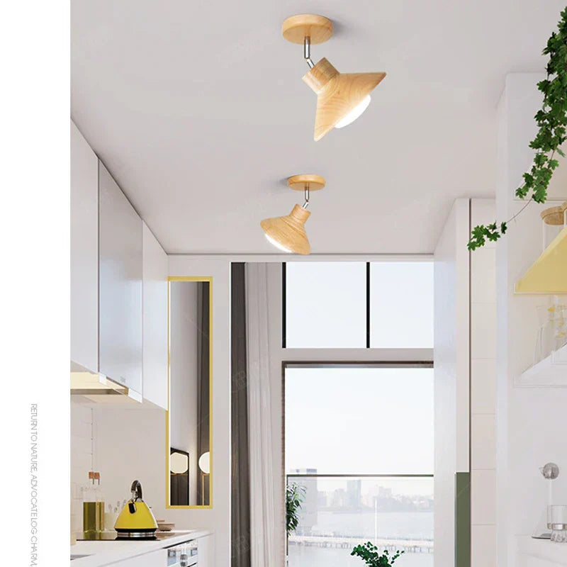 NordicWood Ceiling Lamp | Natural Timber Cone Design | Meowbutter