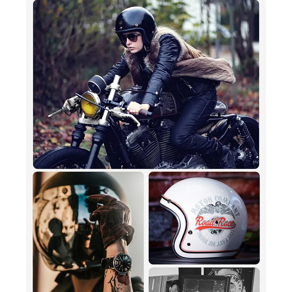 Casco da Moto Retrò in Fibra di Vetro | meowbutter