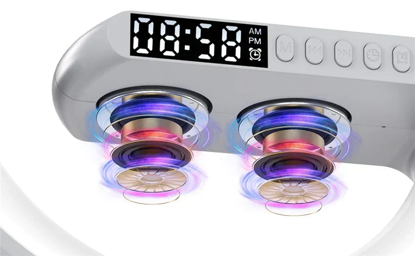 Chytré budík - Bluetooth reproduktor - 15W bezdrátová nabíječka - RGB náladové světlo - bílá a černá | meowbutter