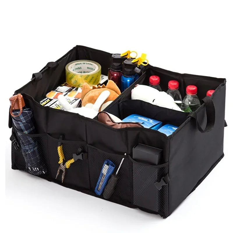 56L Collapsible Car Boot Organiser - 600D Oxford - 3 Compartments - Foldable & Waterproof | meowbutter