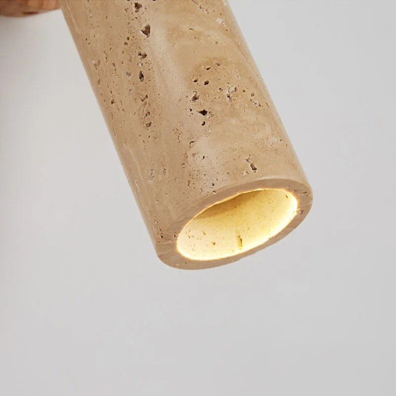 Lampada da parete Huangdong | Luce in travertino e legno Wabi-Sabi | Meowbutter