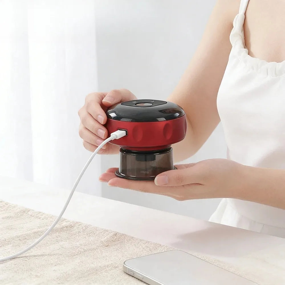 Electric Vacuum Cupping Device - Body Scraping Massager - Heating Suction Cup - 12 Speeds - Red | meowbutter