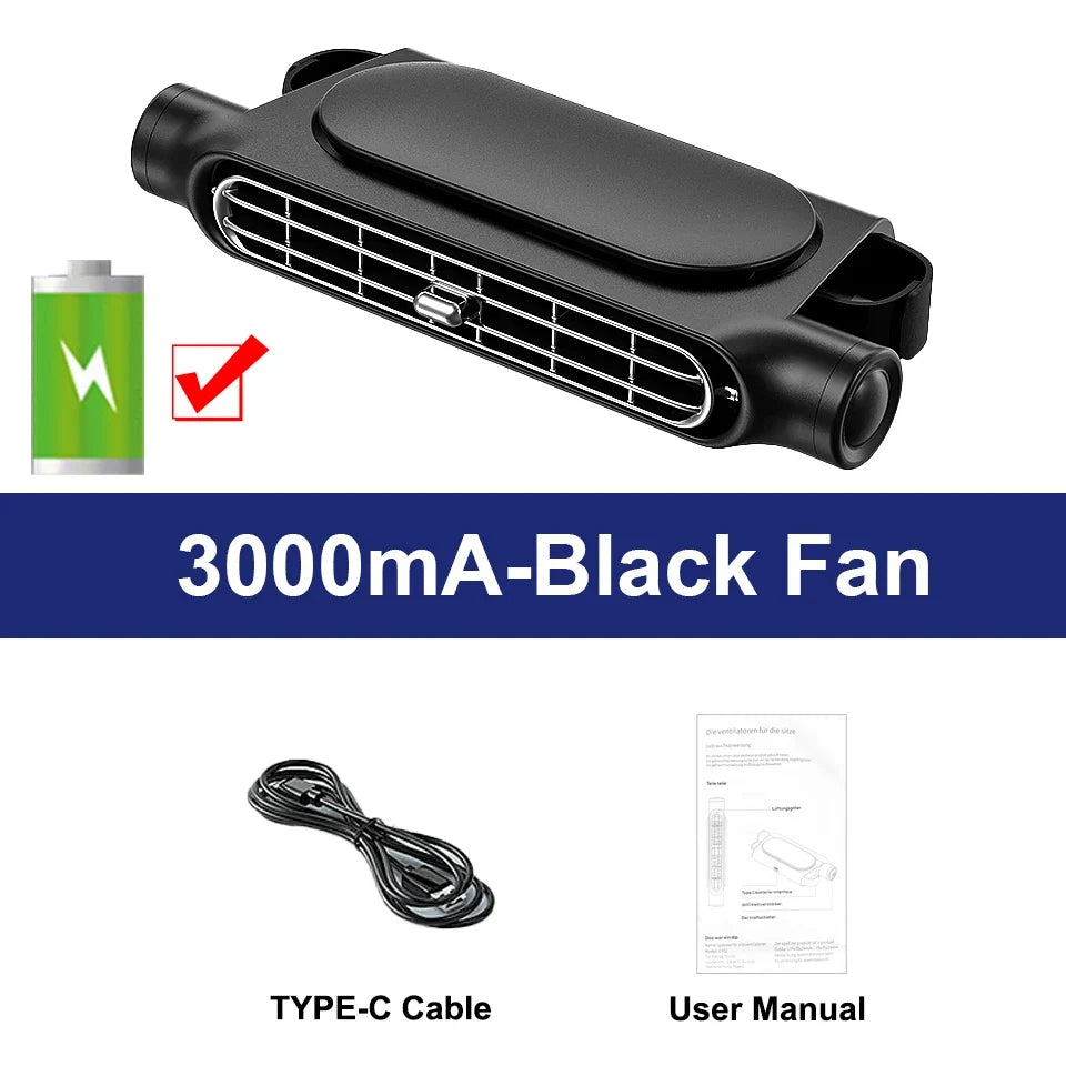 Car Seat Headrest Cooling Fan - 5V USB - 3 Speed - White & Black | meowbutter