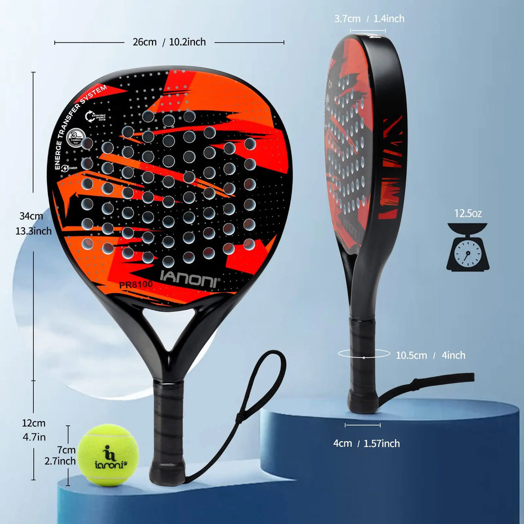 Carbon Fibre Padel Racket - Professional Design - Paddle Tennis Racket | meowbutter