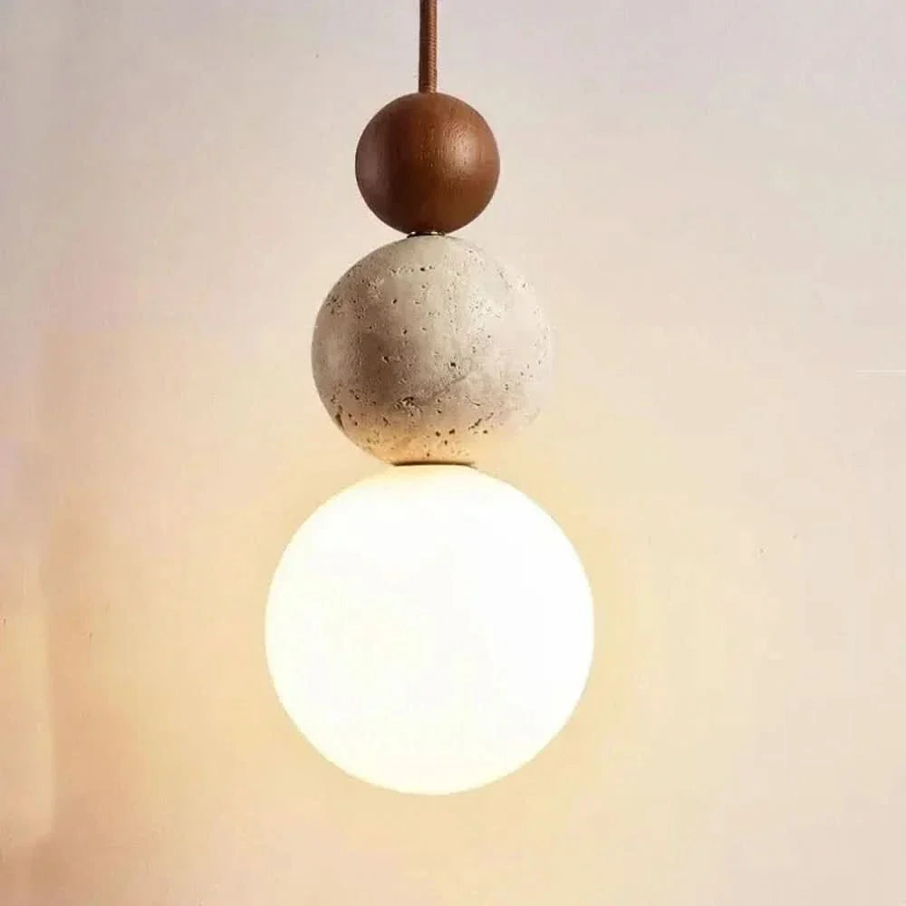 Luminária Pendente Abóbora em Travertino Amarelo | meowbutter