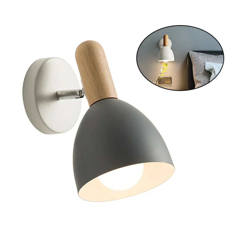 Nordic Wooden Wall Lamp | Adjustable Bedside Light | Meowbutter