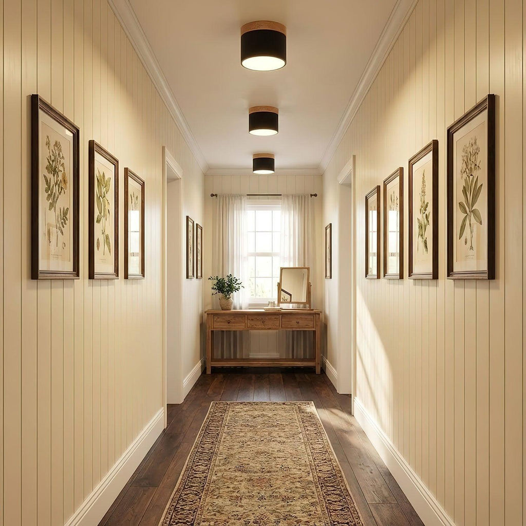 Nordic Style Ceiling Lamp With Wood And Metal Adjustable Beam