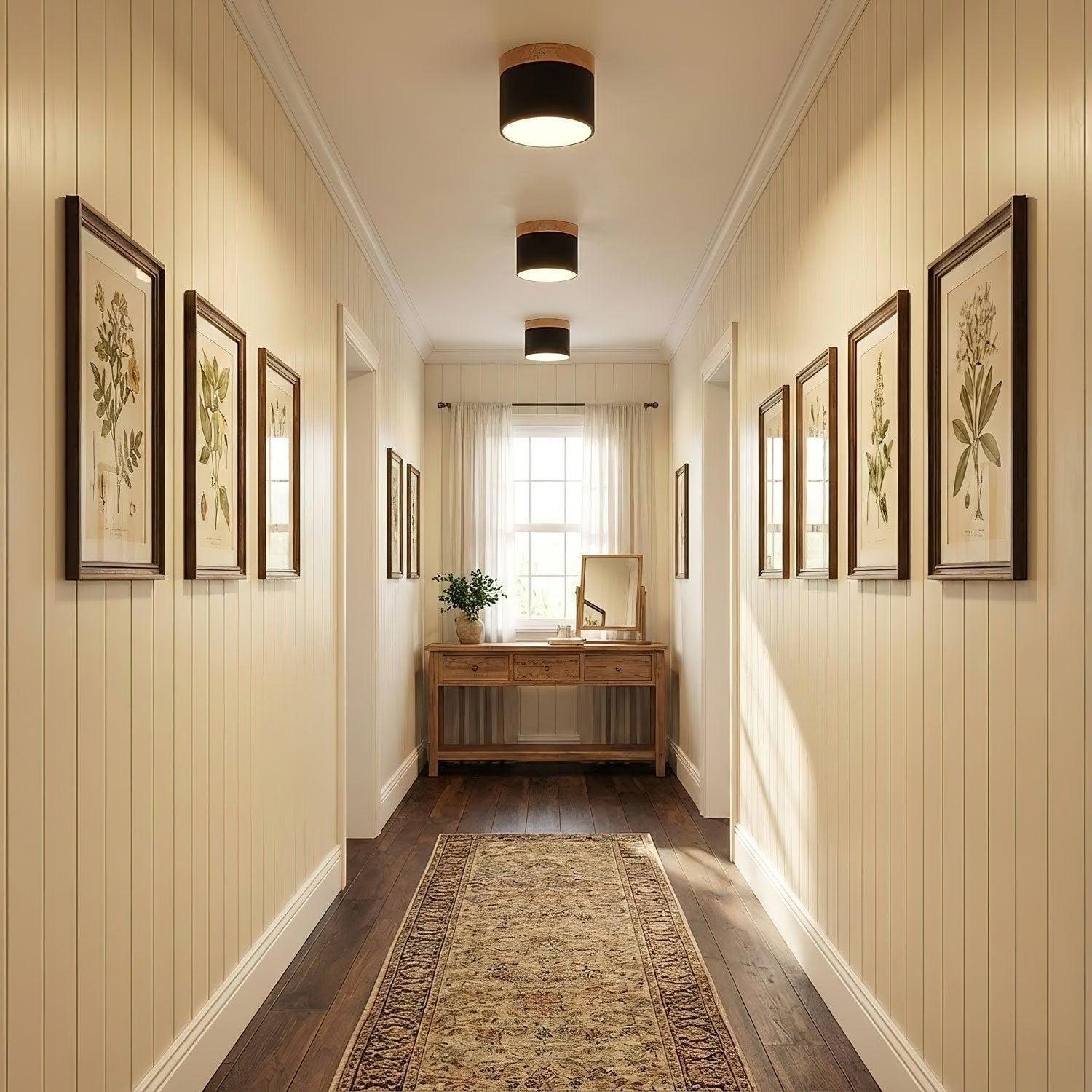 Nordic Style Ceiling Lamp With Wood And Metal Adjustable Beam
