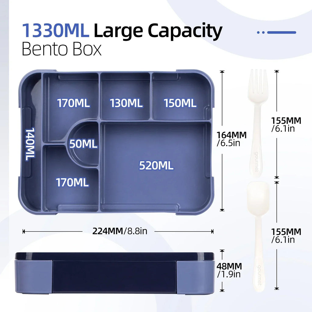 BentoMax | 1330ml Large Capacity Leak-Proof Bento Lunch Box – Microwave & Portable Food Container | Meowbutter