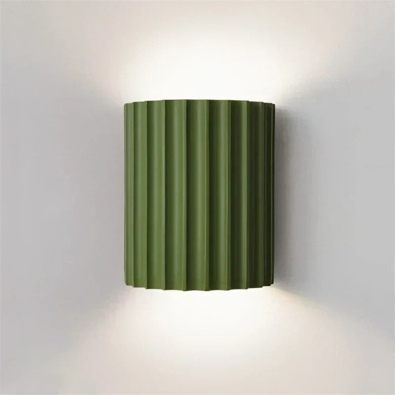 Nordic Resin Wall Lamp — Grooved Shell, Two-Way Ambient Glow
