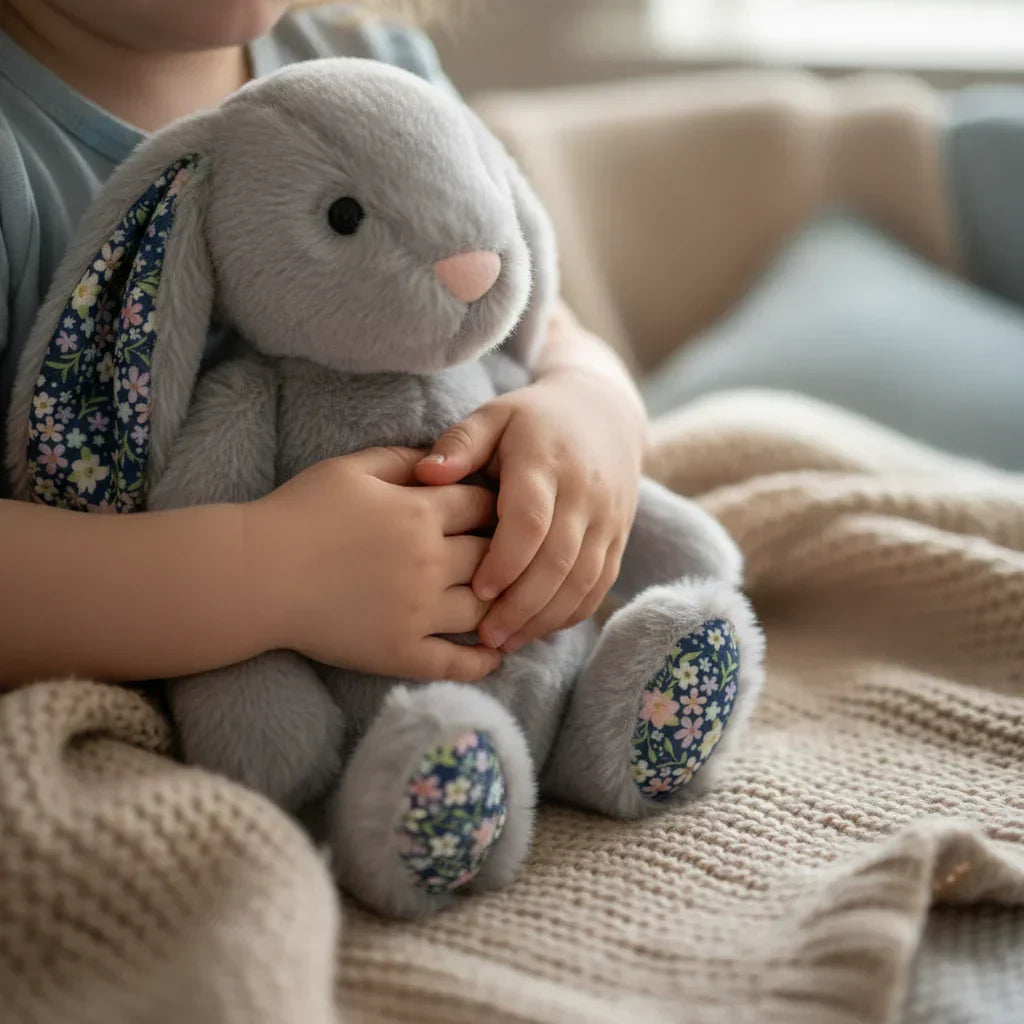 Miękka pluszowa maskotka króliczki Bunnycat 25 cm — kompaktowa konstrukcja z futerkiem