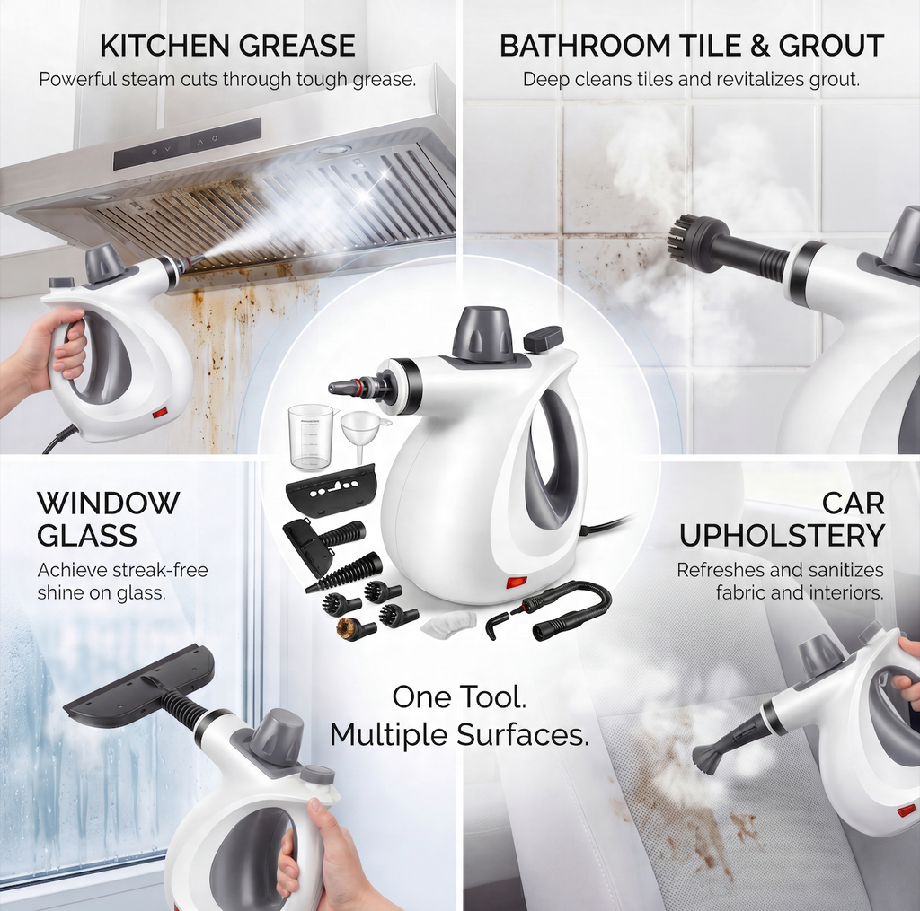 Deep Clean Without Chemicals – Handheld Steam Tool for Kitchens & Bathrooms