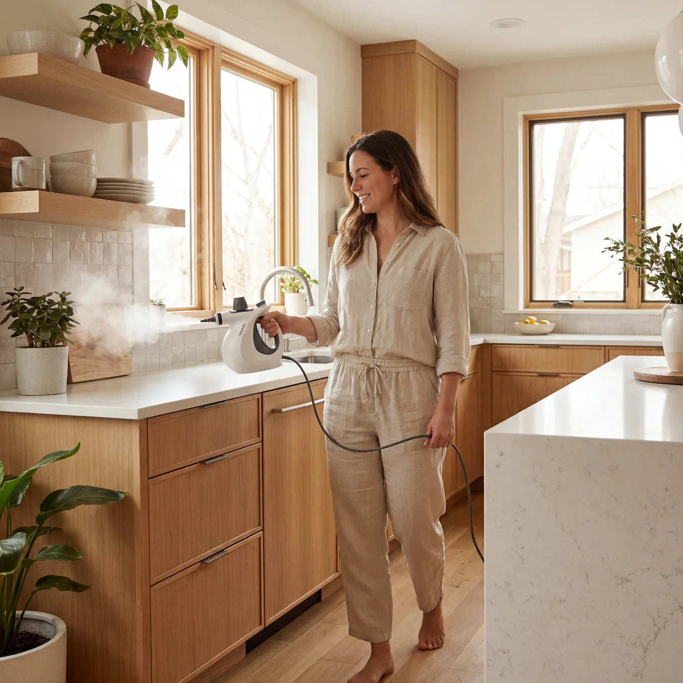Deep Clean Without Chemicals – Handheld Steam Tool for Kitchens & Bathrooms