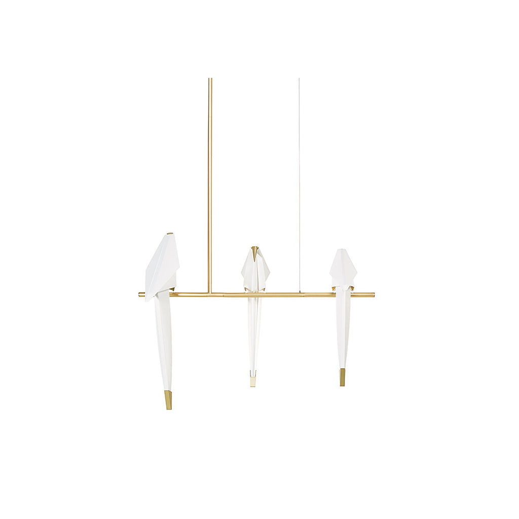 Gold Sculptural Chandelier In Acrylic And Metal, Adjustable And Dimmable