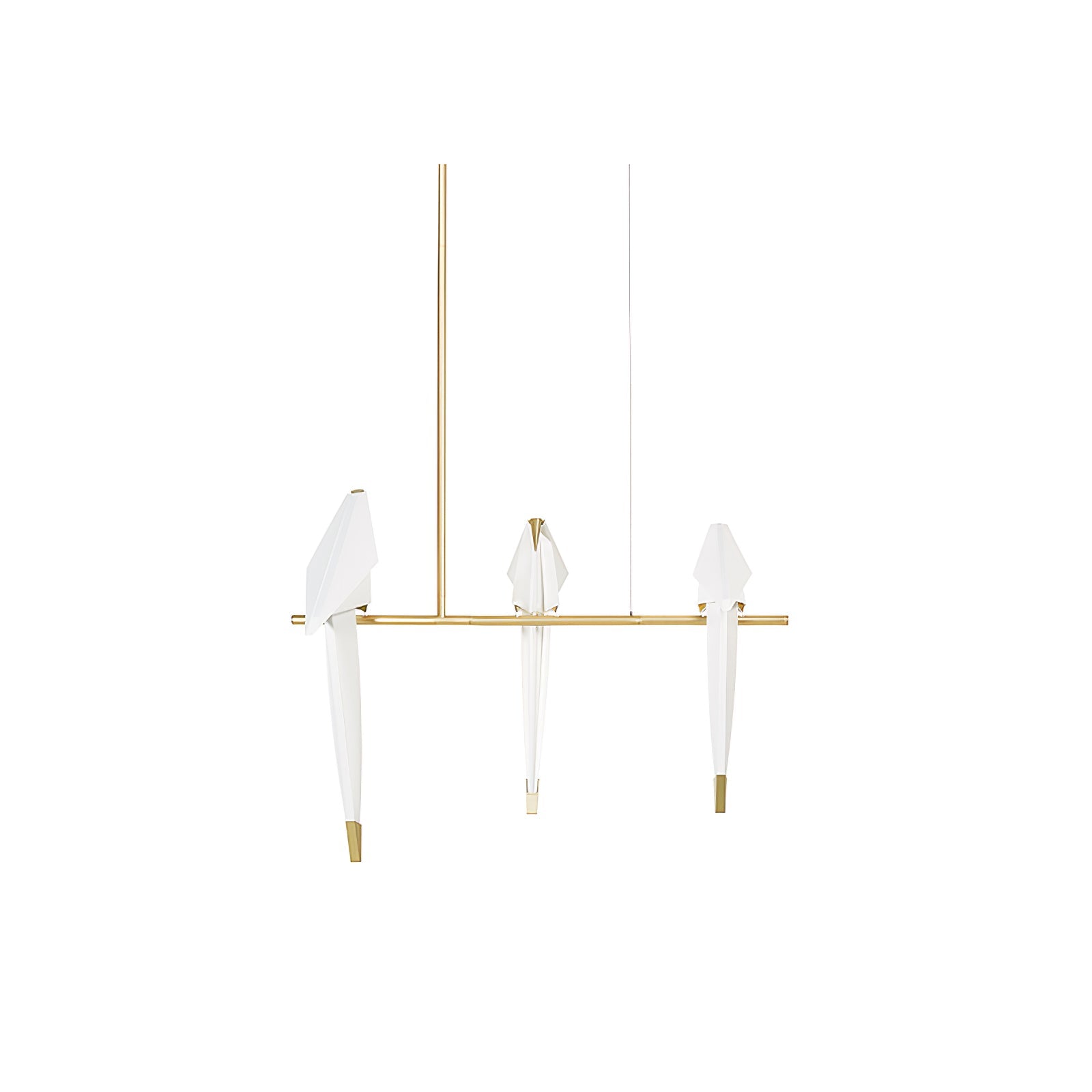 Gold Sculptural Chandelier In Acrylic And Metal, Adjustable And Dimmable
