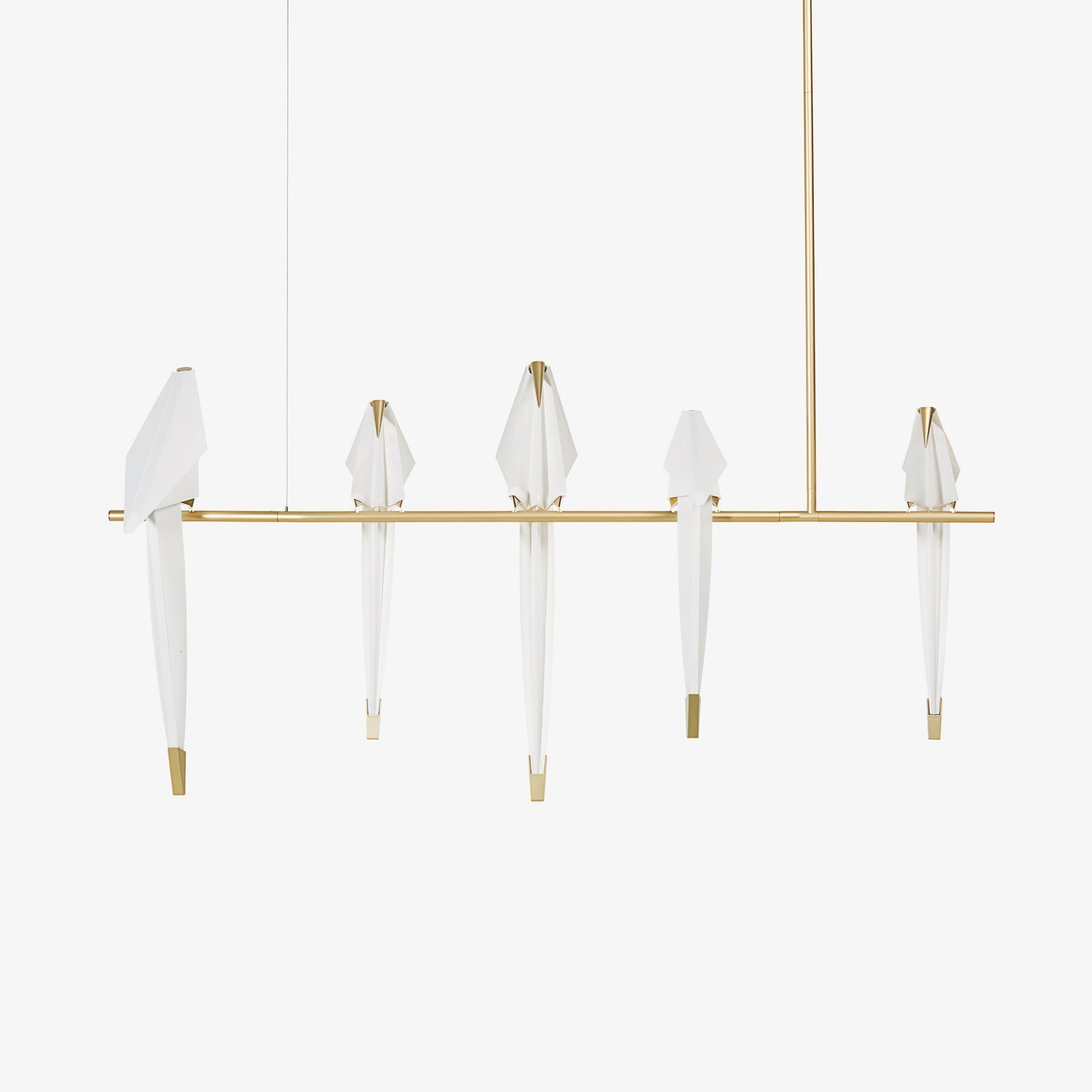 Gold Sculptural Chandelier In Acrylic And Metal, Adjustable And Dimmable