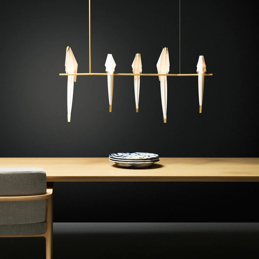 Gold Sculptural Chandelier In Acrylic And Metal, Adjustable And Dimmable