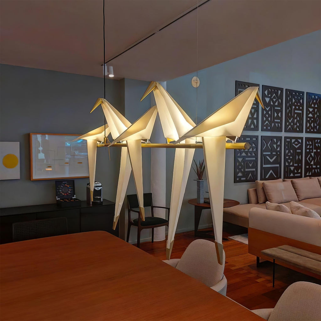 Gold Sculptural Chandelier In Acrylic And Metal, Adjustable And Dimmable