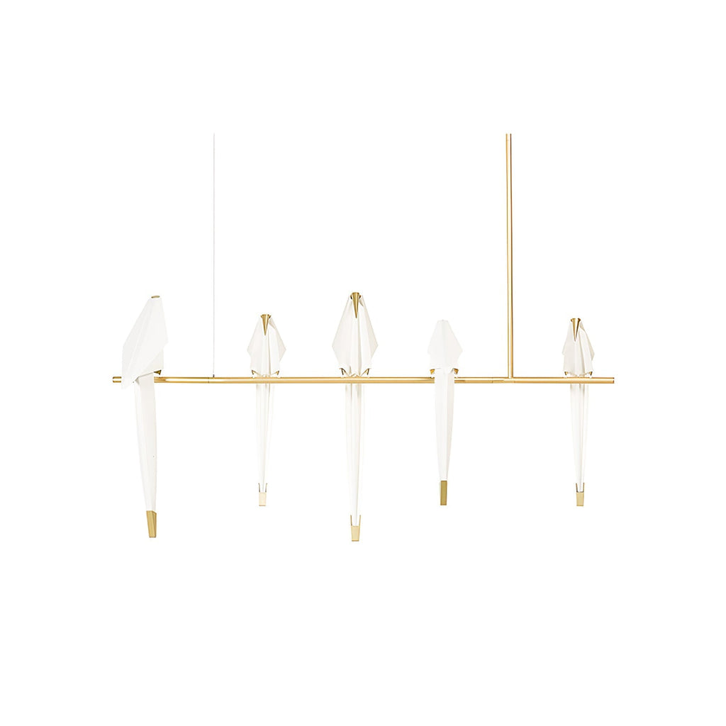 Gold Sculptural Chandelier In Acrylic And Metal, Adjustable And Dimmable