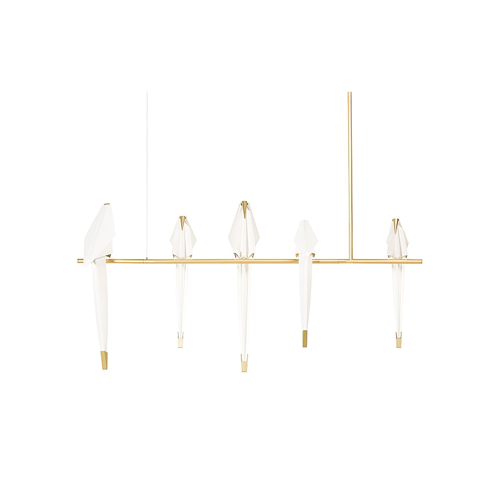 Gold Sculptural Chandelier In Acrylic And Metal, Adjustable And Dimmable