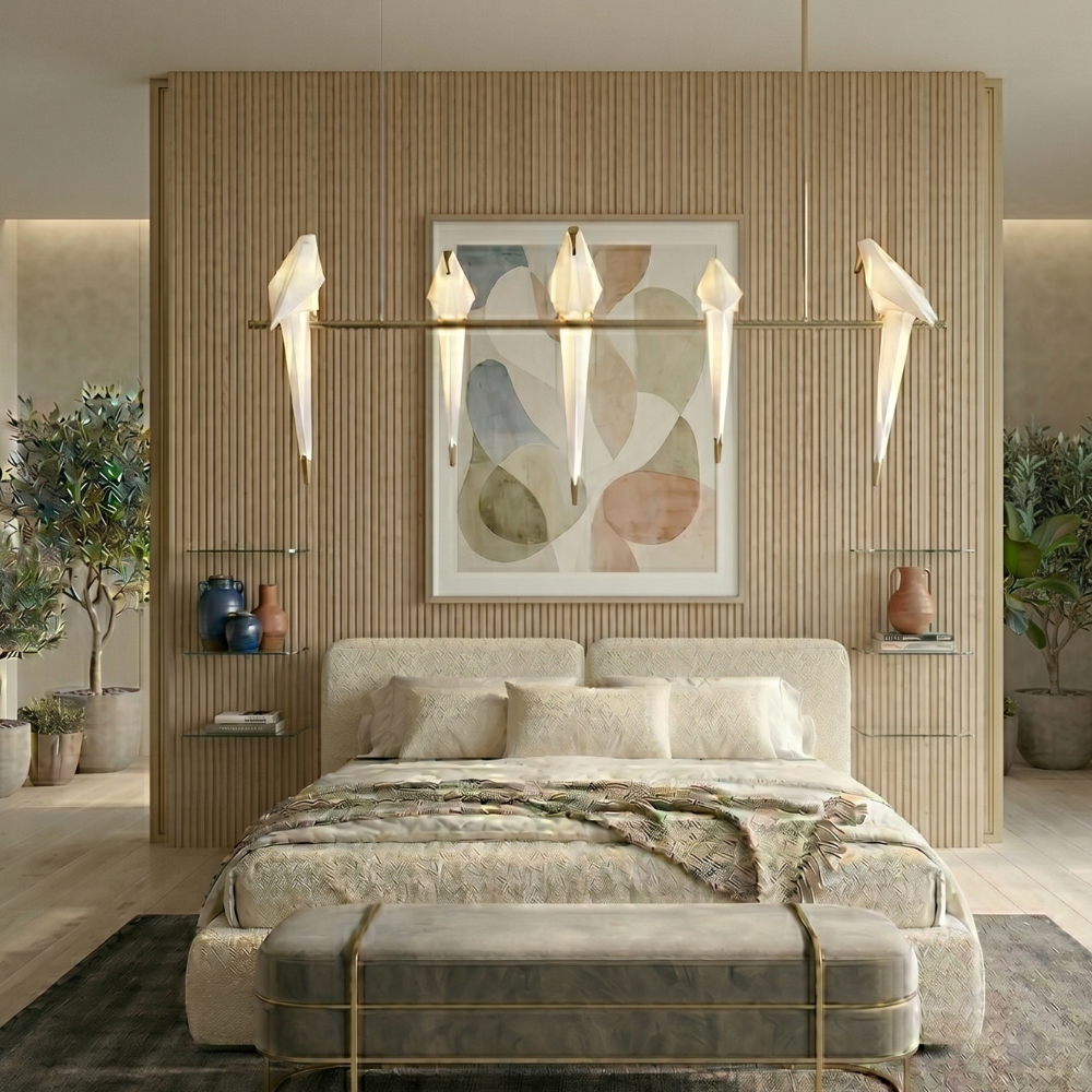 Gold Sculptural Chandelier In Acrylic And Metal, Adjustable And Dimmable