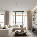Gold Sculptural Chandelier In Acrylic And Metal, Adjustable And Dimmable