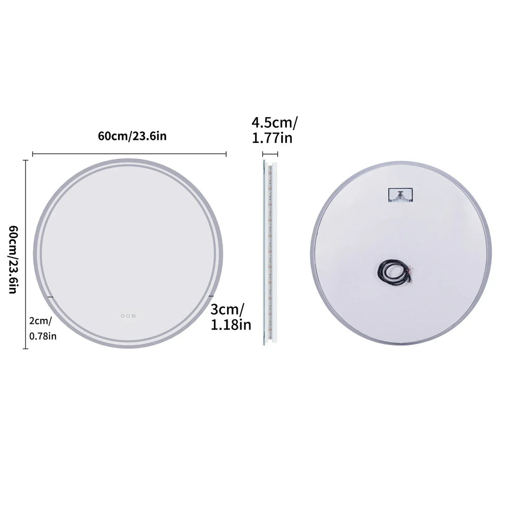 LuvoRound | Round LED Bathroom Mirror | Anti-Fog & Dimmable Touch Screen | Meowbutter