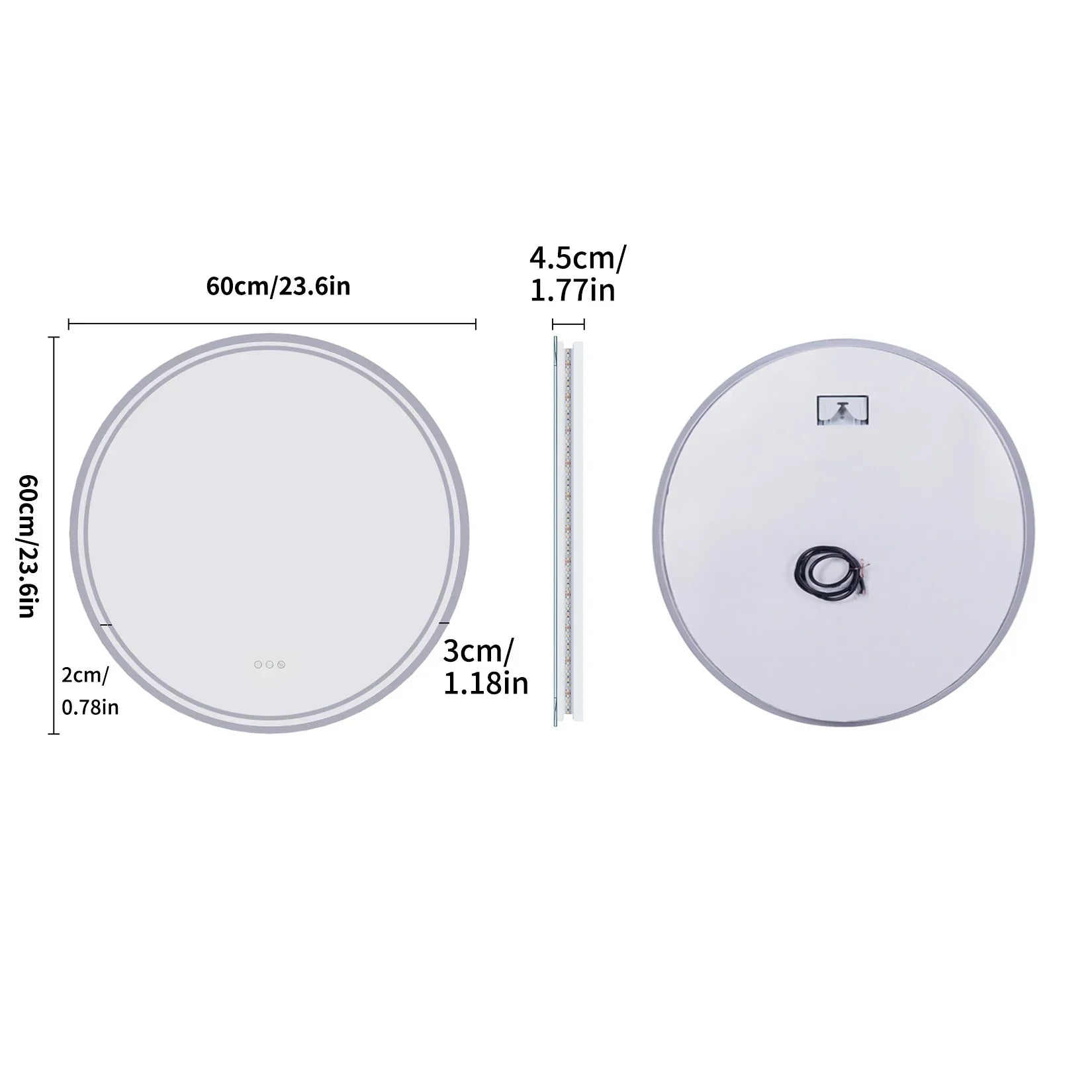 LuvoRound | Round LED Bathroom Mirror | Anti-Fog & Dimmable Touch Screen | Meowbutter