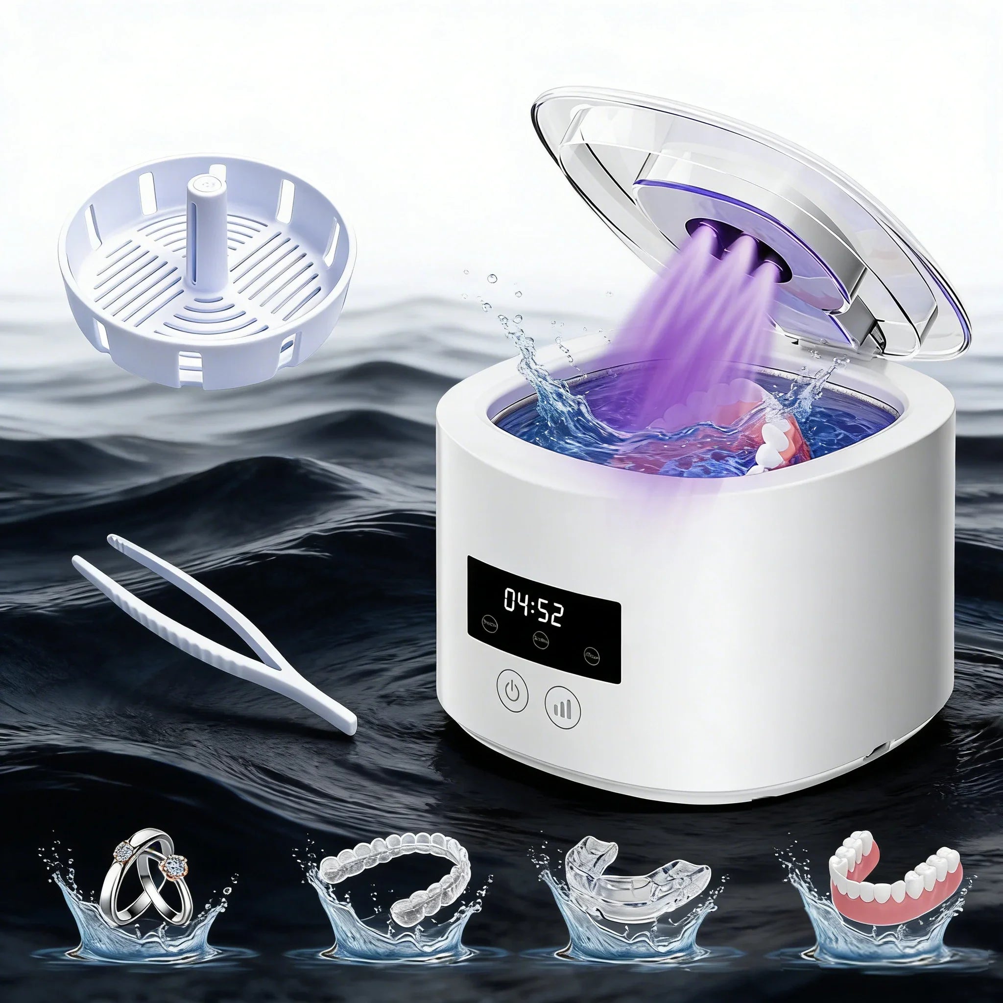 Ultrasonic Cleaner - 50kHz - USB Rechargeable - Braces, Retainers, Dentures & Jewellery | meowbutter