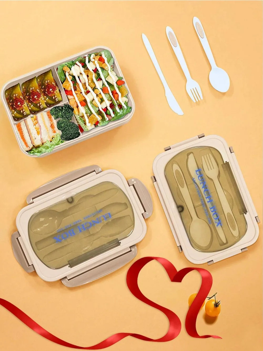 MealMate | Bento Lunch Box with Utensils | 4 Compartments & Leak-Proof Design | Meowbutter