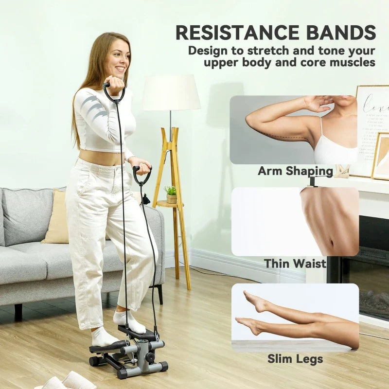 Mini Stepper Macchina per Esercizi - Palestra Compatta per Casa - Resistenza Regolabile - Grigio | meowbutter