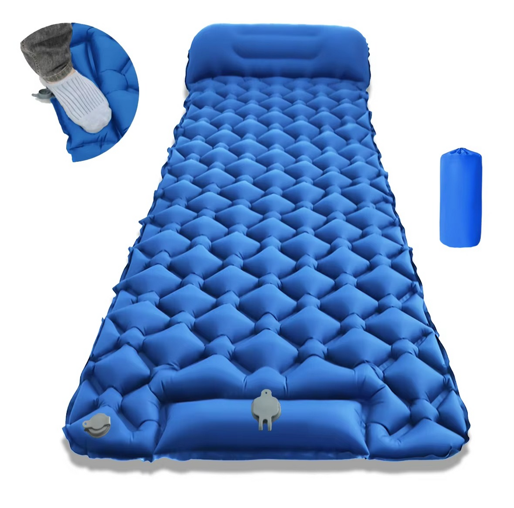 Oppustelig campingmadras - Integreret pude - Pumpe inkluderet - 5 farver | meowbutter