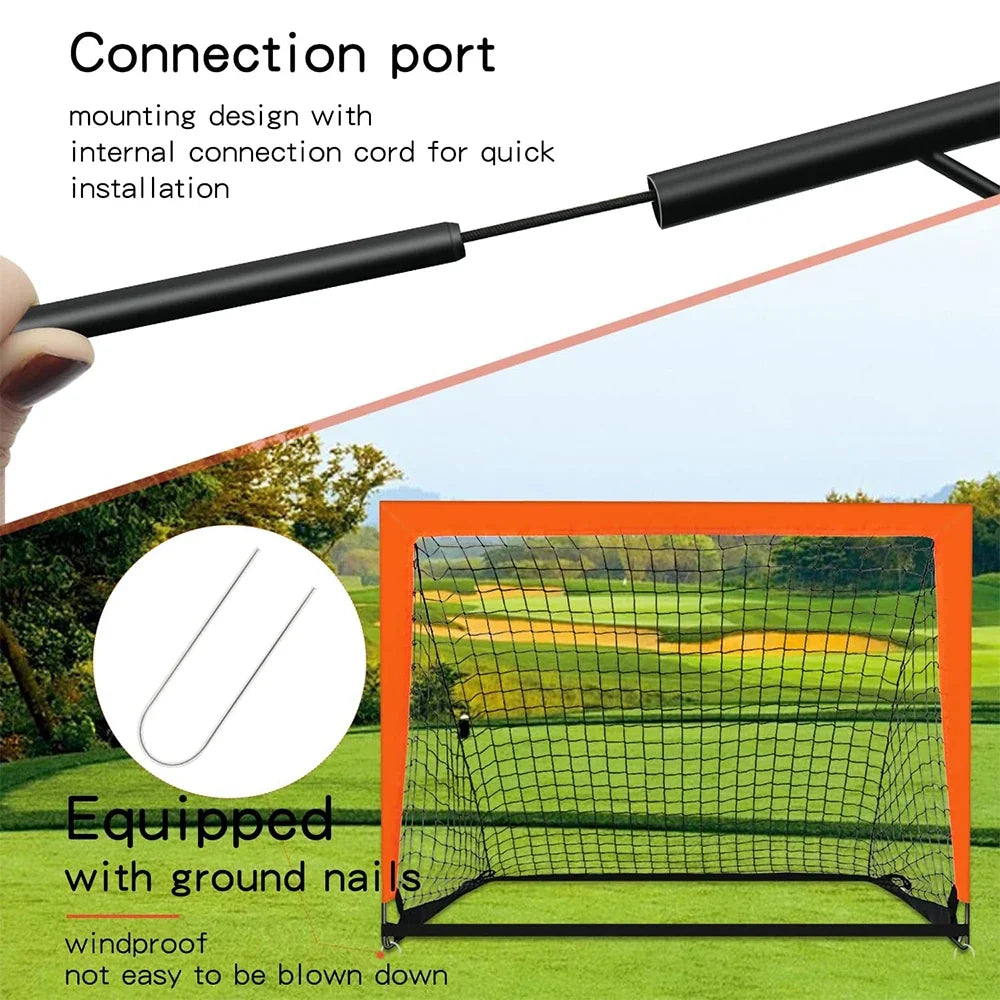 But de football pliable - Entraînement pour enfants - Filet en nylon - Jardin et arrière-cour - Noir, rouge, bleu et orange | meowbutter