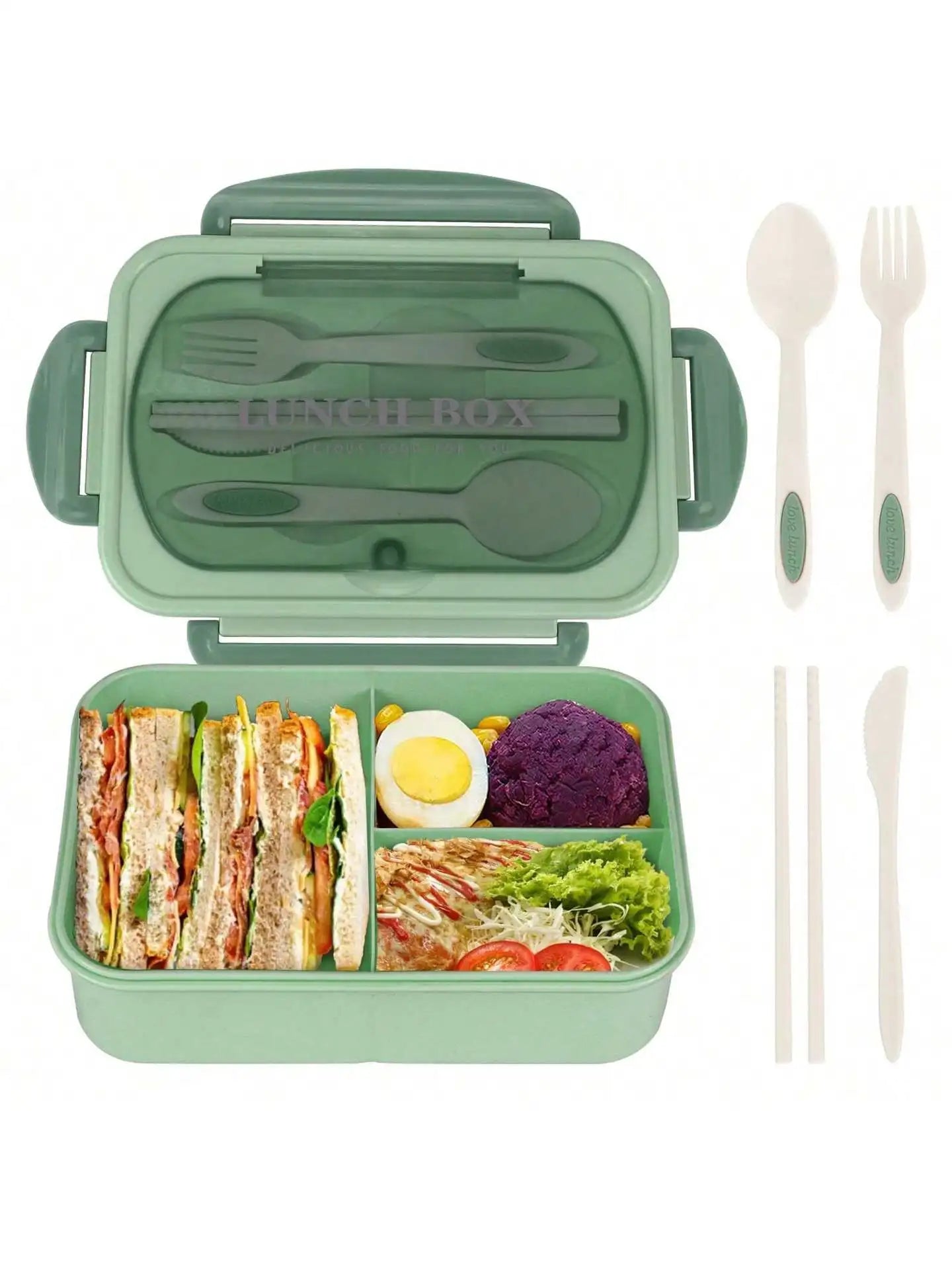 MealMate | Bento Lunch Box with Utensils | 4 Compartments & Leak-Proof Design | Meowbutter