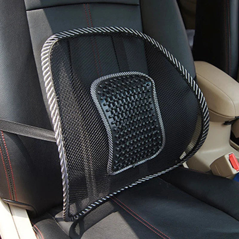 Polštářek s opěrkou zad z prodyšné síťoviny - bederní pás - s masážními kuličkami nebo bez nich - do auta, kanceláře i domů | meowbutter